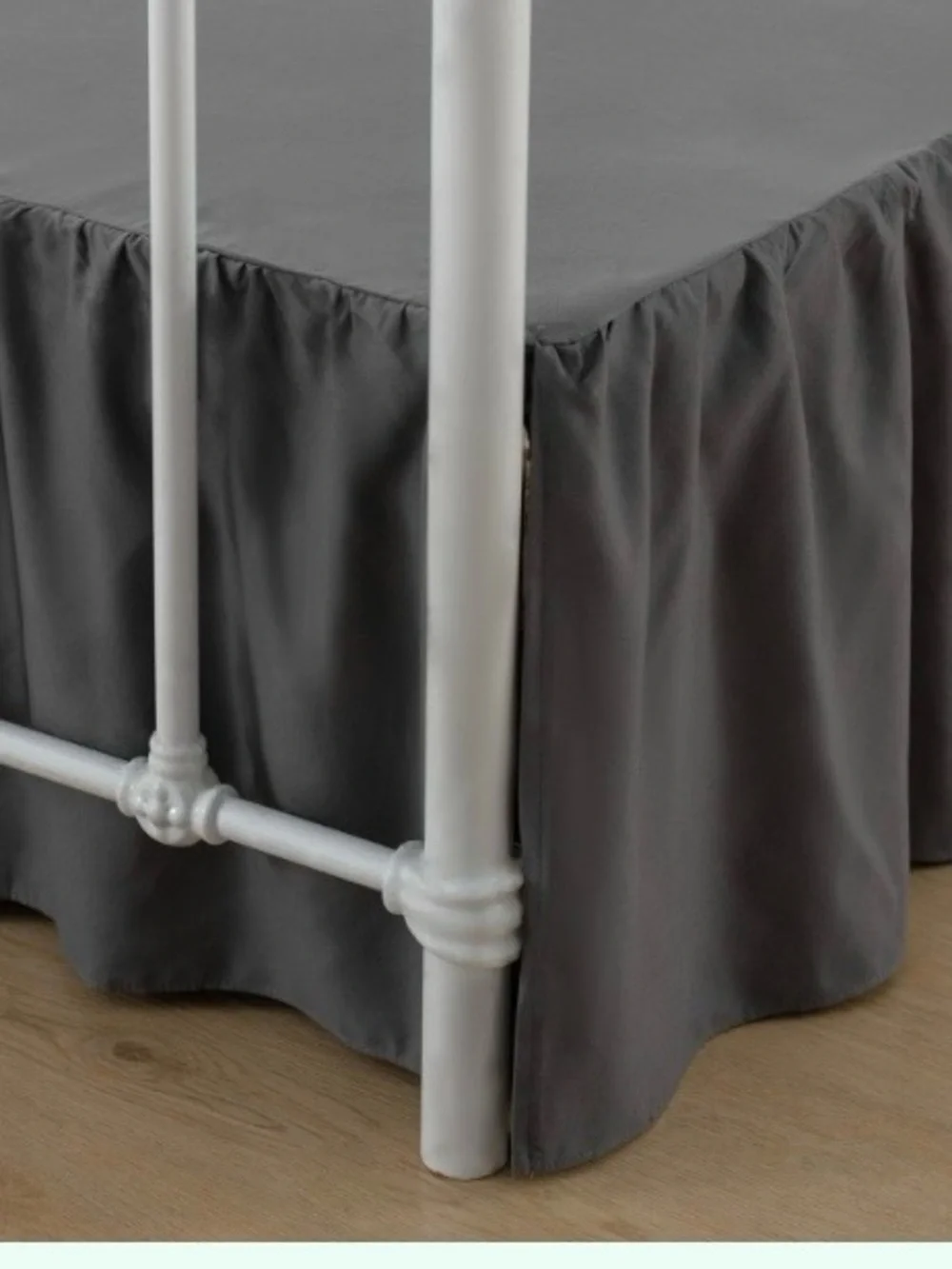 KING Split Corner Bed Skirt Dust Ruffle 18” Drip 100% Microfiber - DARK GRAY